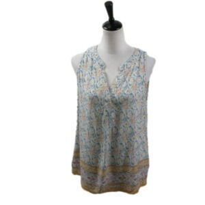 Lucy & Laurel Pastel Pattern Sleeveless Blouse Size Large